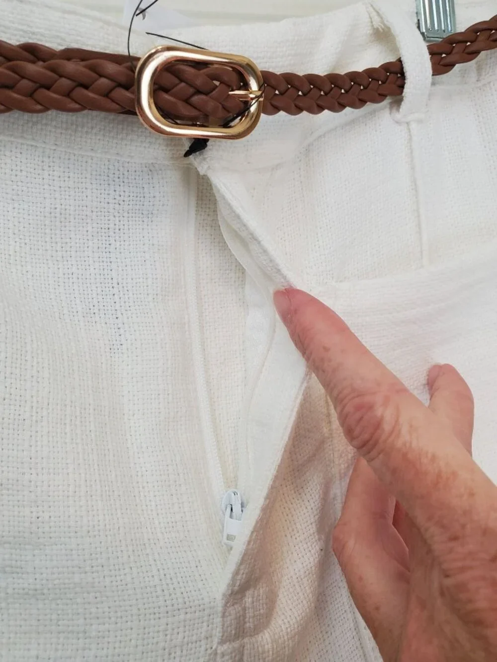 Zara braided belt white cotton culottes